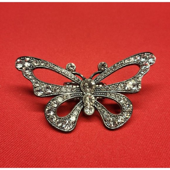 Large Crystal Butterfly Stretch Ring - Picture 7 of 12